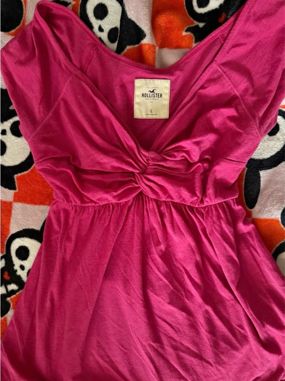 Y2K Hollister Hot Pink Twist-Front babydoll top